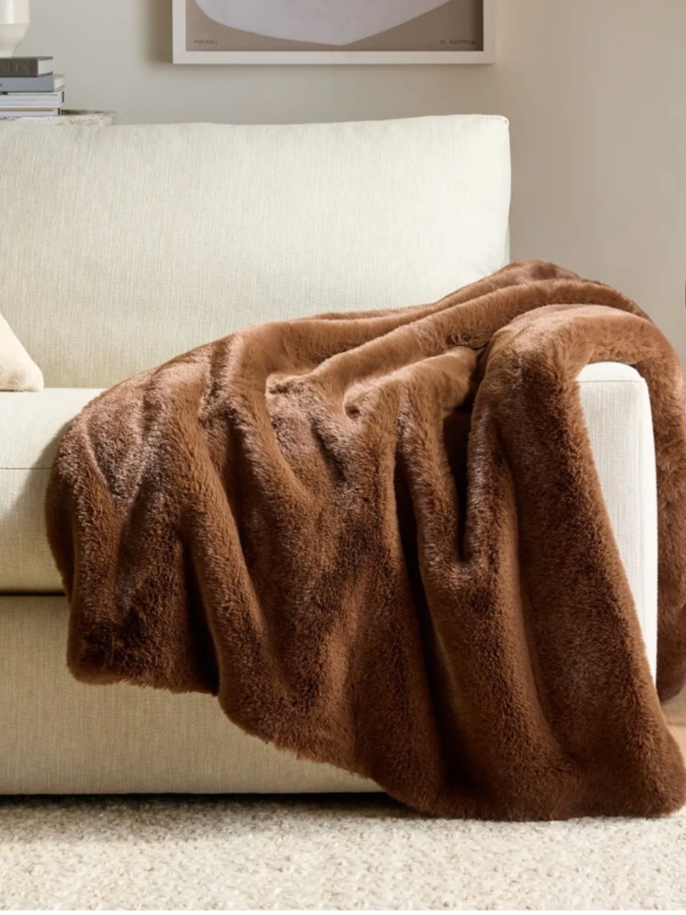 Luxury Faux Fur Throw brown truffle 60 x 80